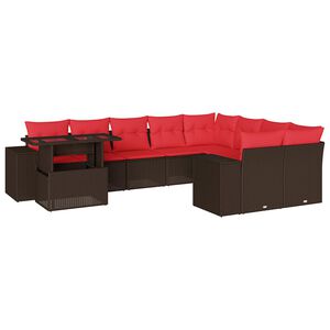 vidaXL Ensemble de canap&eacute; de jardin 10 pcs avec coussins marron r&eacute;sine tress&eacute;e