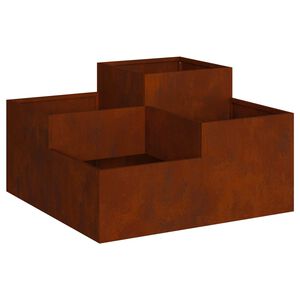vidaXL Cache-pot de jardin Rouill&eacute; 80 x 80 x 48 cm Acier patin&eacute;