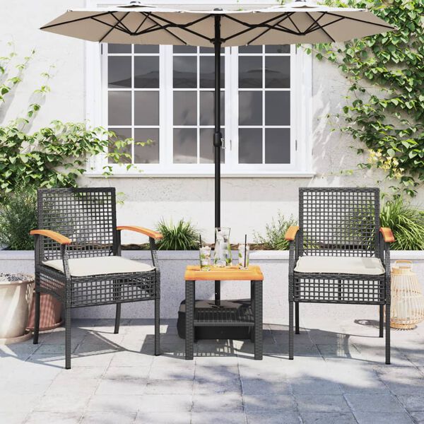 vidaXL Salon de jardin 4 pcs avec coussins Noir Résine tressée