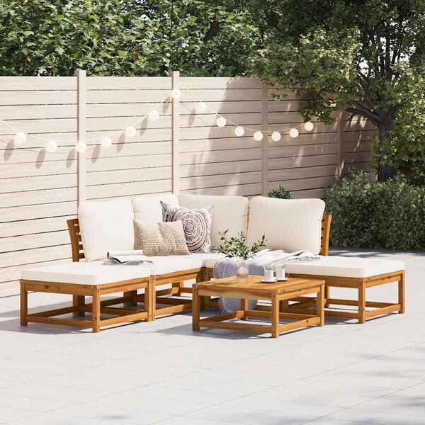 vidaXL Salon de jardin 6 pcs avec coussins bois d'acacia solide