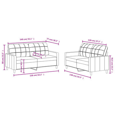 vidaXL Ensemble de canapés 2 pcs avec coussins Crème Tissu