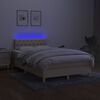 vidaXL Sommier &agrave; lattes de lit avec matelas LED Cr&egrave;me 120x200 cm Tissu