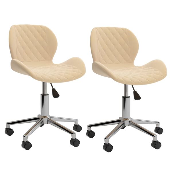 vidaXL Chaises pivotantes &agrave; manger lot de 2 Cr&egrave;me Velours