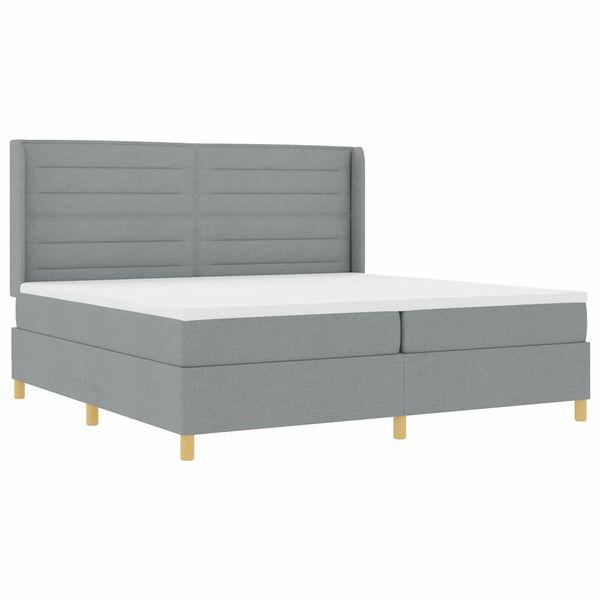 vidaXL Lit &agrave; ressorts avec matelas Gris clair 140 x 200 cm tissu