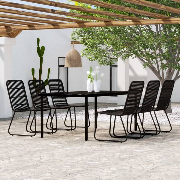 vidaXL Ensemble &agrave; manger de jardin 7 pcs Noir