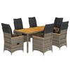vidaXL Ensemble &agrave; manger de jardin et coussins 7 pcs gris rotin