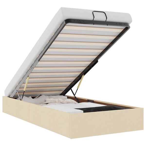 vidaXL Cadre de lit ottoman sans matelas crème 90x190 cm tissu