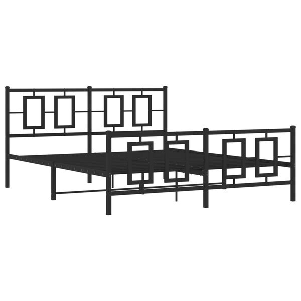 vidaXL Cadre de lit métal sans matelas avec pied de lit noir 150x200cm