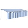vidaXL Auvent automatique store capteur de vent/LED 5x3m Bleu et blanc