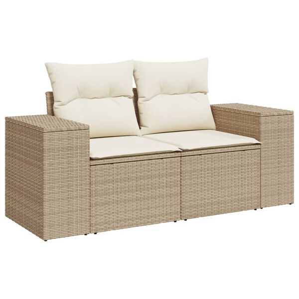vidaXL Salon de jardin avec coussins 5 pcs beige r&eacute;sine tress&eacute;e