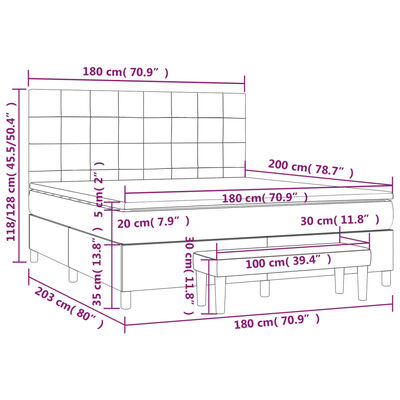 vidaXL Sommier à lattes de lit avec matelas Crème 180x200 cm Tissu