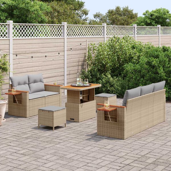 vidaXL Ensemble de canap&eacute; de jardin 8 pcs Beige et Gris clair