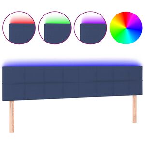 vidaXL T&ecirc;te de lit &agrave; LED Bleu 180x5x78/88 cm Tissu