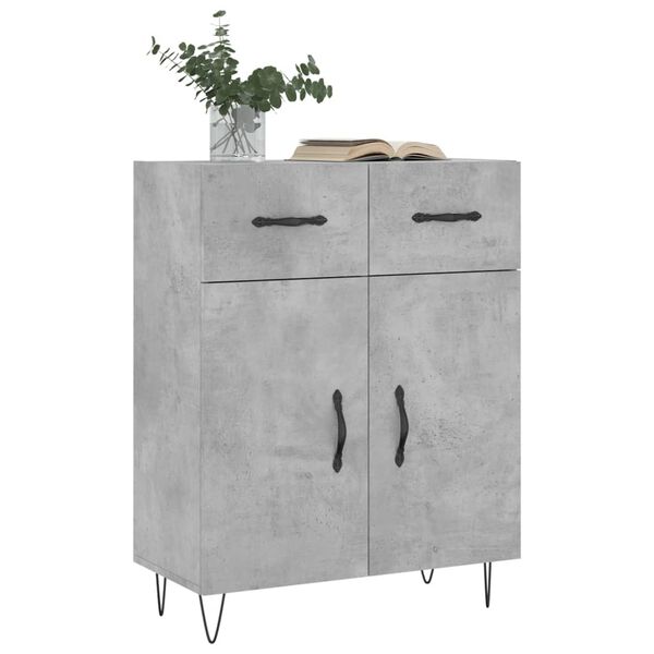 vidaXL Buffet gris b&eacute;ton 69,5x34x90 cm bois d'ing&eacute;nierie
