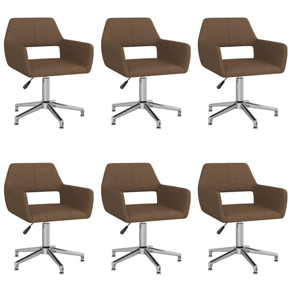 vidaXL Chaises pivotantes &agrave; manger lot de 6 marron tissu