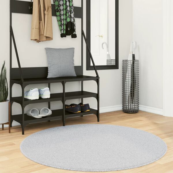 vidaXL Tapis HUARTE &agrave; poils courts doux et lavable gris &Oslash; 120 cm