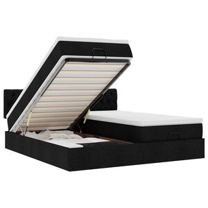 VidaXL Cadre de lit ottoman avec matelas noir 180x200cm tissu