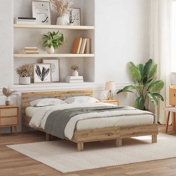 vidaXL Cadre de lit ch&ecirc;ne artisanal 150 x 200 cm Bois d'ing&eacute;nierie