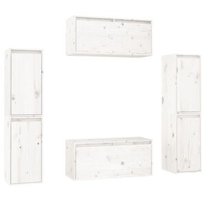vidaXL Meubles TV 6 pcs Blanc Bois massif de pin
