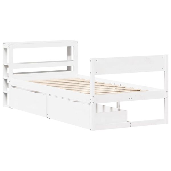 vidaXL Cadre de lit sans matelas blanc 75x190 cm bois de pin massif