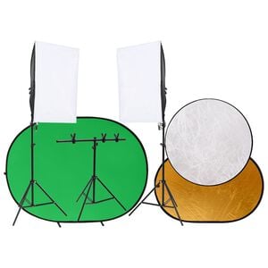 vidaXL Kit de studio photo avec &eacute;clairage &eacute;cran de fond et r&eacute;flecteur
