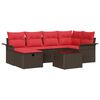 vidaXL Ensemble de canap&eacute; de jardin 7 pcs Marron et rouge polyrotin
