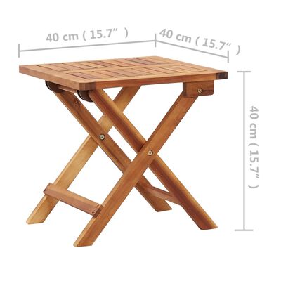 vidaXL Table pliable de jardin 40x40x40 cm Bois d'acacia massif