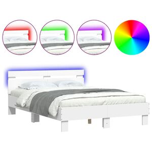 vidaXL Cadre de lit avec LED sans matelas blanc 135x190 cm