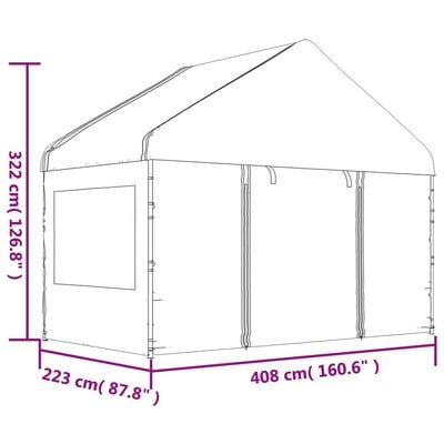 vidaXL Belvédère avec toit blanc 13,38x4,08x3,22 m polyéthylène