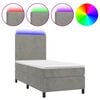 vidaXL Sommier &agrave; lattes de lit avec matelas et LED Gris clair 90x190cm