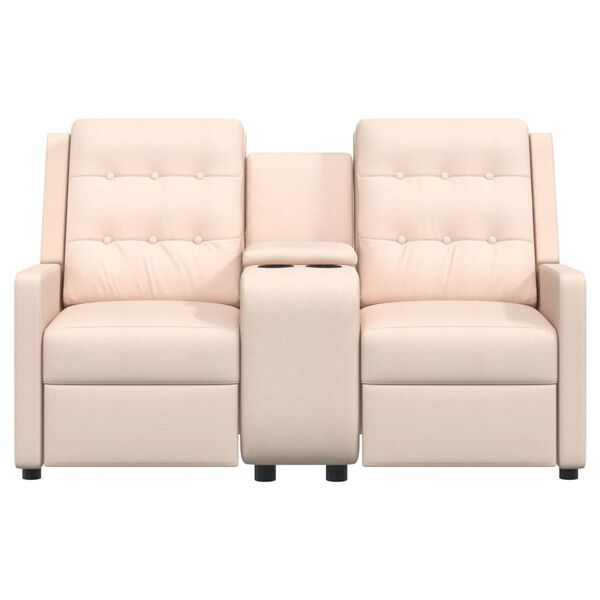 vidaXL Fauteuil de massage inclinable et porte-gobelet 2 places cr&egrave;me