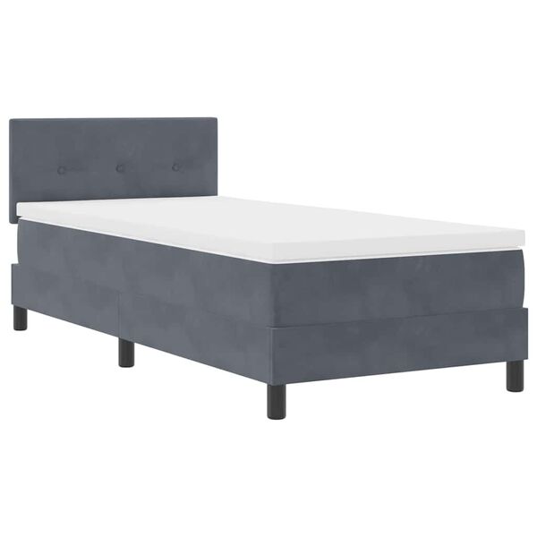 vidaXL Lit &agrave; ressorts avec matelas Gris fonc&eacute; 90 x 190 cm Velours