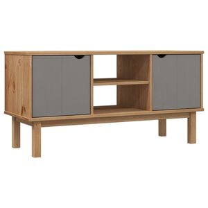 vidaXL Meuble TV OTTA Marron et gris 113,5x43x57 cm Bois massif pin
