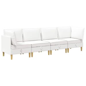 vidaXL Canap&eacute; modulaire avec rangement 4 pcs Blanc Tissu