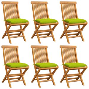 vidaXL Chaises de jardin avec coussins vert vif lot de 6 Bois de teck