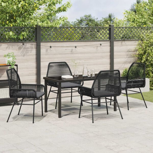 vidaXL Ensemble de salle &agrave; manger pour jardin 5 pcs Noir polyrotin