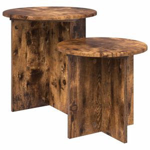 vidaXL Ensemble de tables d'appoint 2 pcs Ch&ecirc;ne Fum&eacute; Bois d&rsquo;ing&eacute;nierie