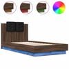 vidaXL Cadre de lit avec LED sans matelas ch&ecirc;ne marron 75x190 cm