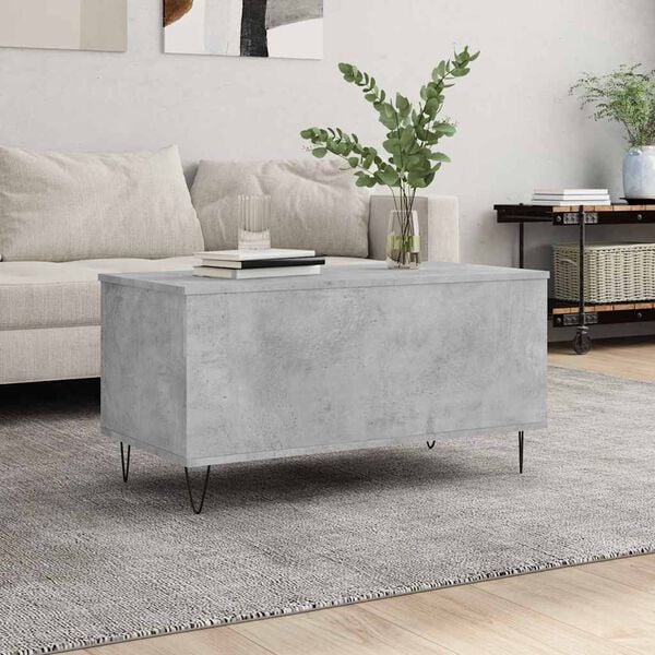 vidaXL Table basse Gris b&eacute;ton 90x44,5x45 cm Bois d'ing&eacute;nierie