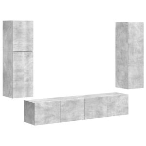 vidaXL Ensemble meuble TV 4 pc Gris b&eacute;ton Bois d'ing&eacute;nierie