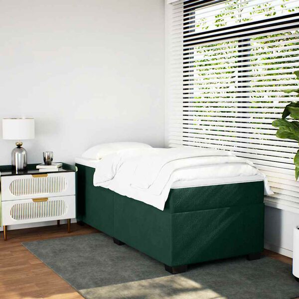 vidaXL Sommier &agrave; lattes de lit et matelas Vert fonc&eacute; 80x200 cm Velours