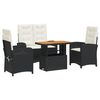 vidaXL Ensemble &agrave; manger de jardin 4 pcs avec coussins noir