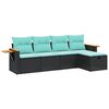vidaXL Salon de jardin 5 pcs avec coussins noir r&eacute;sine tress&eacute;e