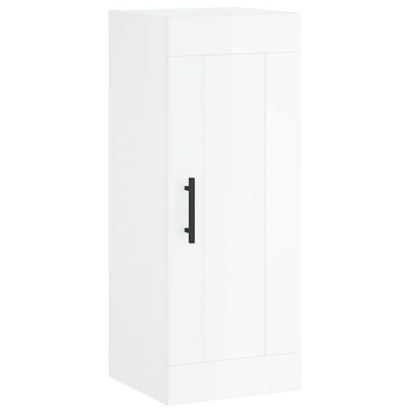 vidaXL Armoire murale blanc brillant 34,5x34x90 cm bois d'ing&eacute;nierie