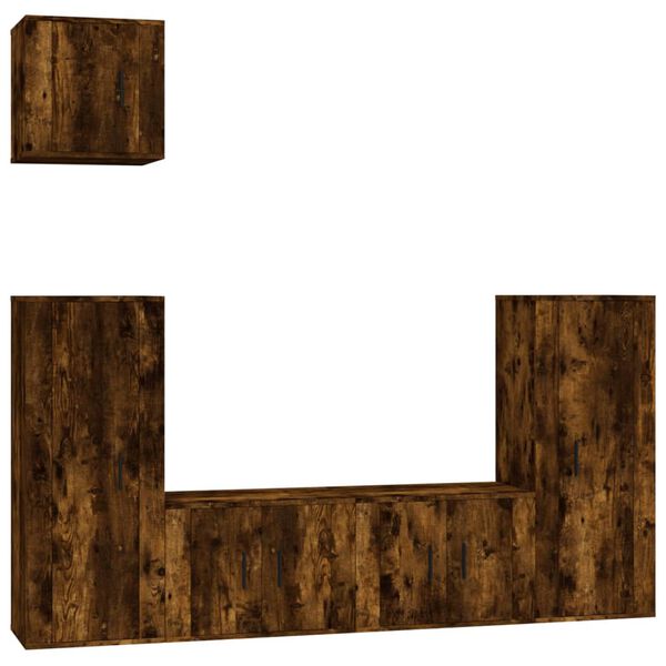 vidaXL Ensemble de meubles TV 5 pcs Ch&ecirc;ne fum&eacute; Bois d'ing&eacute;nierie