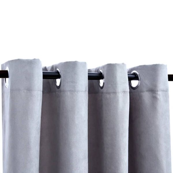 vidaXL Rideaux occultants avec anneaux en m&eacute;tal 2 pcs Gris 140x225 cm