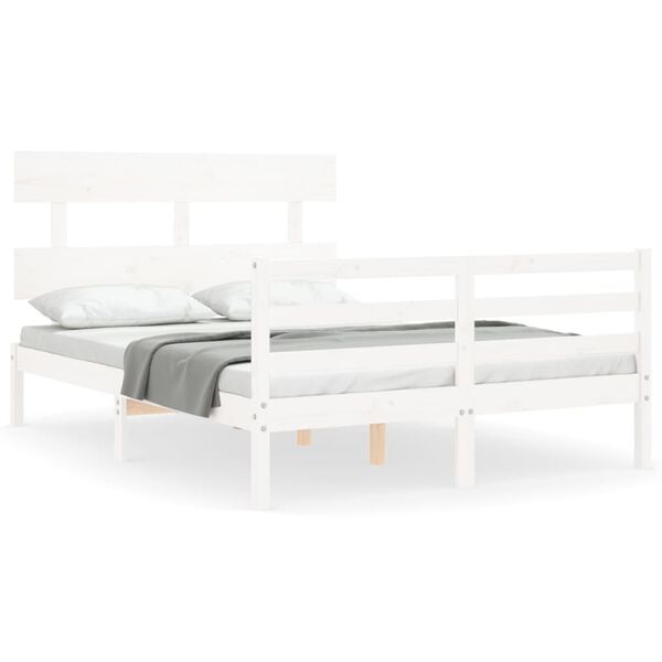 vidaXL Cadre de lit sans matelas blanc bois massif