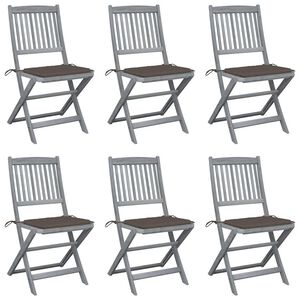 vidaXL Chaises pliantes 6 pi&egrave;ces avec coussins en bois d'acacia massif