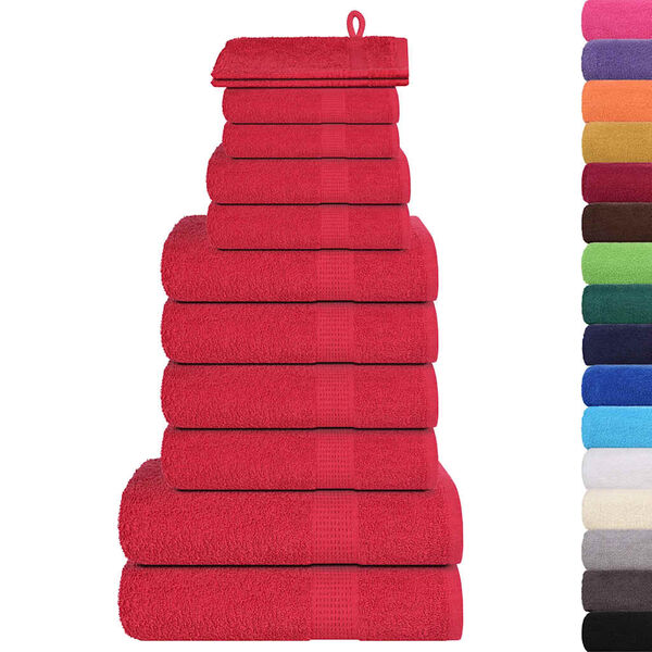 vidaXL Ensemble de serviettes 12 pcs FROGN rouge 100% coton