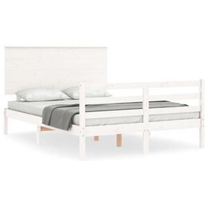 vidaXL Cadre de lit sans matelas blanc 120x200 cm bois massif